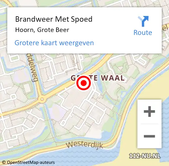 Locatie op kaart van de 112 melding: Brandweer Met Spoed Naar Hoorn, Grote Beer op 6 januari 2024 20:58