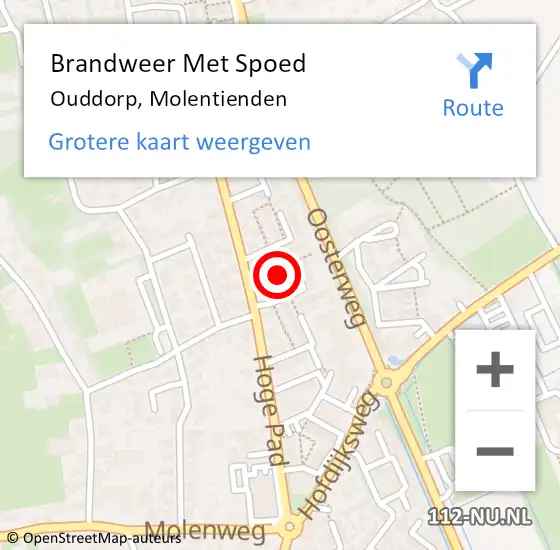 Locatie op kaart van de 112 melding: Brandweer Met Spoed Naar Ouddorp, Molentienden op 6 januari 2024 21:15