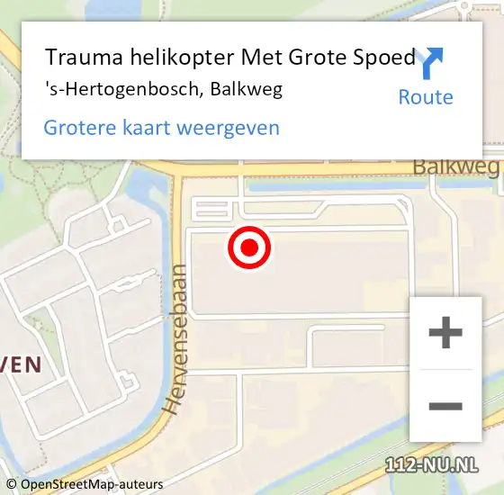 Locatie op kaart van de 112 melding: Trauma helikopter Met Grote Spoed Naar 's-Hertogenbosch, Balkweg op 6 januari 2024 21:48