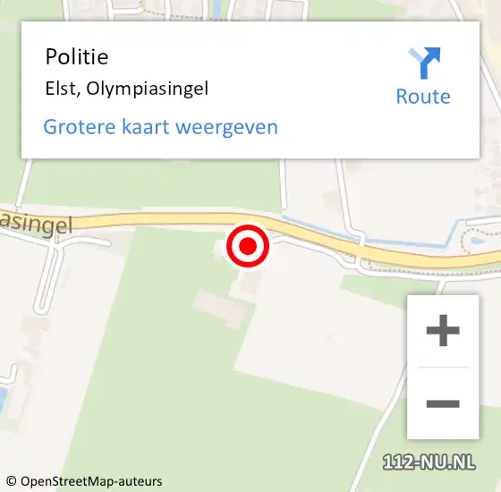 Locatie op kaart van de 112 melding: Politie Elst, Olympiasingel op 6 januari 2024 22:08