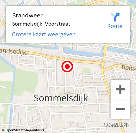 Locatie op kaart van de 112 melding: Brandweer Sommelsdijk, Voorstraat op 6 januari 2024 22:15