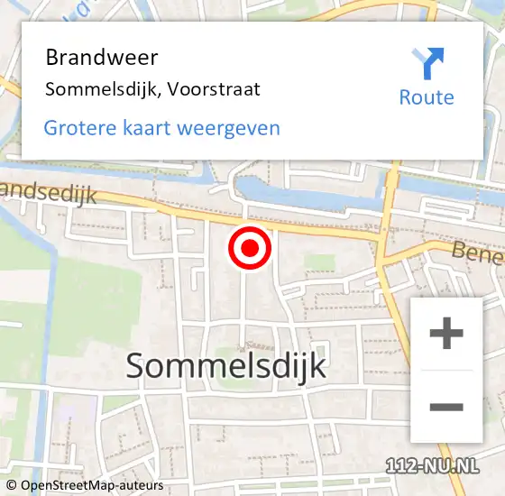 Locatie op kaart van de 112 melding: Brandweer Sommelsdijk, Voorstraat op 6 januari 2024 22:40