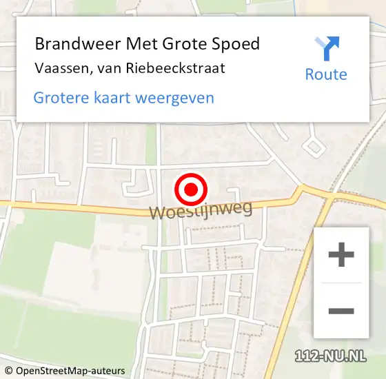 Locatie op kaart van de 112 melding: Brandweer Met Grote Spoed Naar Vaassen, van Riebeeckstraat op 6 januari 2024 23:08