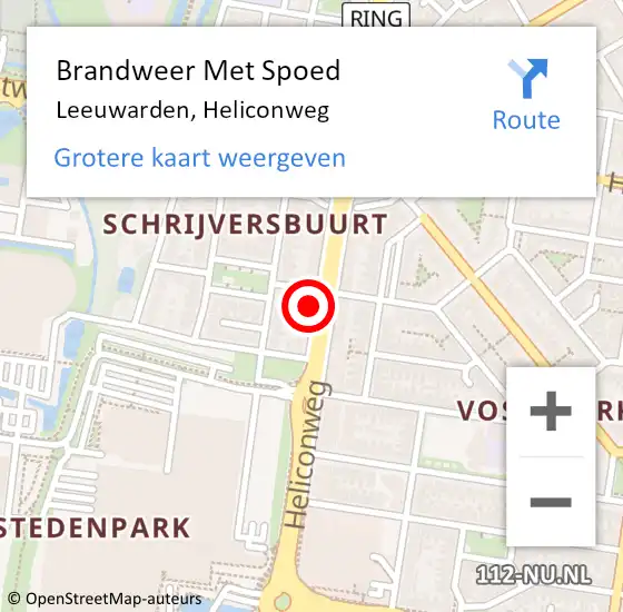 Locatie op kaart van de 112 melding: Brandweer Met Spoed Naar Leeuwarden, Heliconweg op 6 januari 2024 23:35
