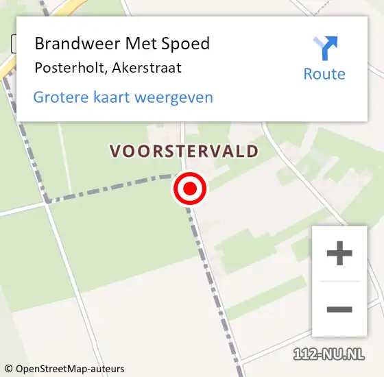 Locatie op kaart van de 112 melding: Brandweer Met Spoed Naar Posterholt, Akerstraat op 6 januari 2024 23:48