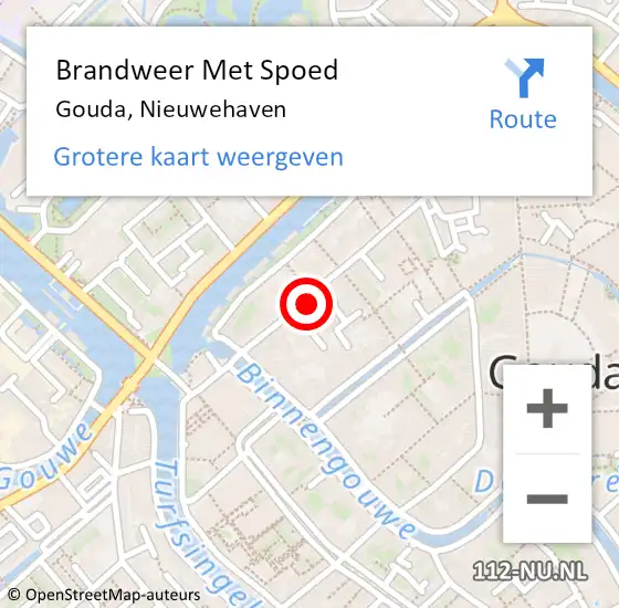 Locatie op kaart van de 112 melding: Brandweer Met Spoed Naar Gouda, Nieuwehaven op 7 januari 2024 01:04