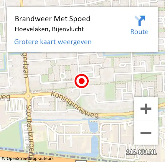 Locatie op kaart van de 112 melding: Brandweer Met Spoed Naar Hoevelaken, Bijenvlucht op 7 januari 2024 01:30