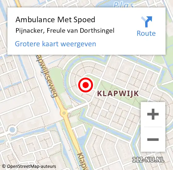 Locatie op kaart van de 112 melding: Ambulance Met Spoed Naar Pijnacker, Freule van Dorthsingel op 21 september 2014 09:08