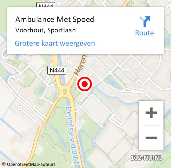 Locatie op kaart van de 112 melding: Ambulance Met Spoed Naar Voorhout, Sportlaan op 7 januari 2024 01:58