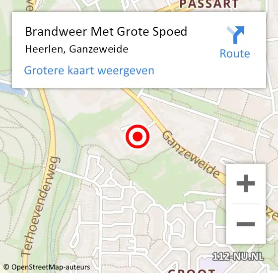 Locatie op kaart van de 112 melding: Brandweer Met Grote Spoed Naar Heerlen, Ganzeweide op 7 januari 2024 02:55