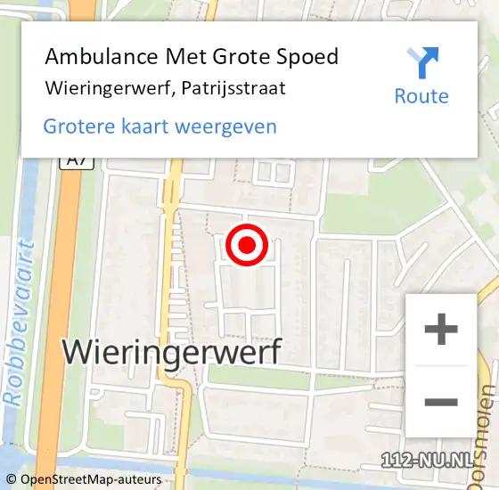 Locatie op kaart van de 112 melding: Ambulance Met Grote Spoed Naar Wieringerwerf, Patrijsstraat op 7 januari 2024 03:27