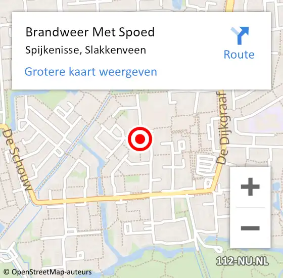 Locatie op kaart van de 112 melding: Brandweer Met Spoed Naar Spijkenisse, Slakkenveen op 7 januari 2024 03:59