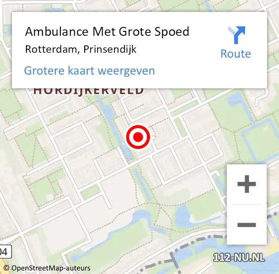 Locatie op kaart van de 112 melding: Ambulance Met Grote Spoed Naar Rotterdam, Prinsendijk op 7 januari 2024 04:06