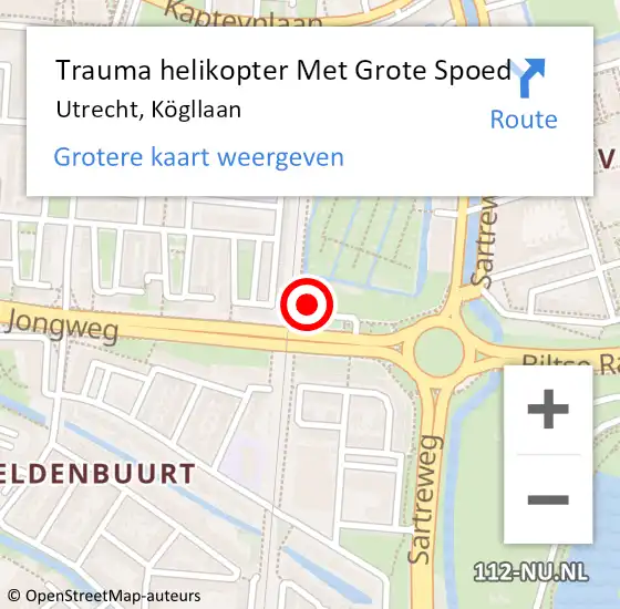 Locatie op kaart van de 112 melding: Trauma helikopter Met Grote Spoed Naar Utrecht, Kögllaan op 7 januari 2024 05:06