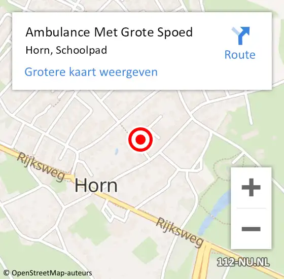 Locatie op kaart van de 112 melding: Ambulance Met Grote Spoed Naar Horn, Schoolpad op 7 januari 2024 06:24