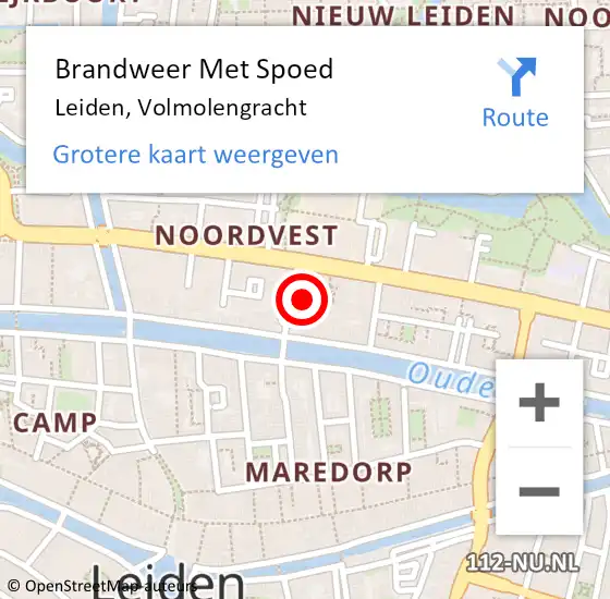 Locatie op kaart van de 112 melding: Brandweer Met Spoed Naar Leiden, Volmolengracht op 7 januari 2024 08:27