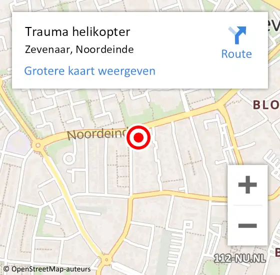 Locatie op kaart van de 112 melding: Trauma helikopter Zevenaar, Noordeinde op 7 januari 2024 08:48