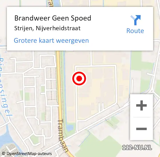 Locatie op kaart van de 112 melding: Brandweer Geen Spoed Naar Strijen, Nijverheidstraat op 7 januari 2024 09:37