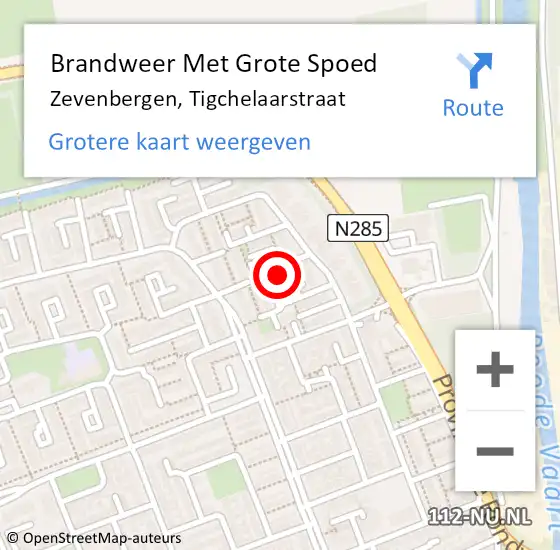 Locatie op kaart van de 112 melding: Brandweer Met Grote Spoed Naar Zevenbergen, Tigchelaarstraat op 7 januari 2024 09:57