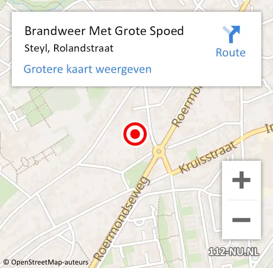 Locatie op kaart van de 112 melding: Brandweer Met Grote Spoed Naar Steyl, Rolandstraat op 7 januari 2024 10:11