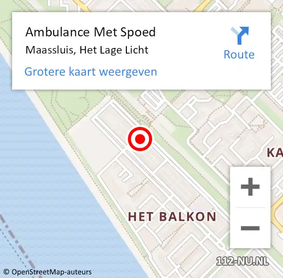 Locatie op kaart van de 112 melding: Ambulance Met Spoed Naar Maassluis, Het Lage Licht op 7 januari 2024 10:30