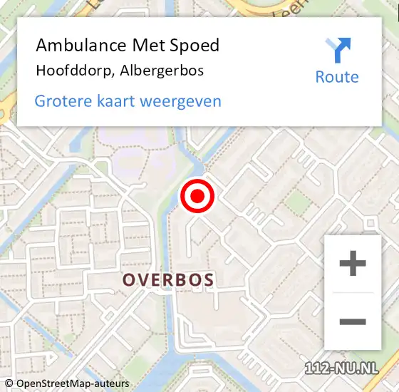 Locatie op kaart van de 112 melding: Ambulance Met Spoed Naar Hoofddorp, Albergerbos op 7 januari 2024 10:31