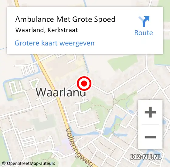 Locatie op kaart van de 112 melding: Ambulance Met Grote Spoed Naar Waarland, Kerkstraat op 7 januari 2024 10:32