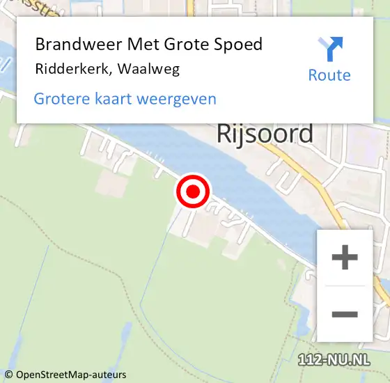 Locatie op kaart van de 112 melding: Brandweer Met Grote Spoed Naar Ridderkerk, Waalweg op 7 januari 2024 10:39