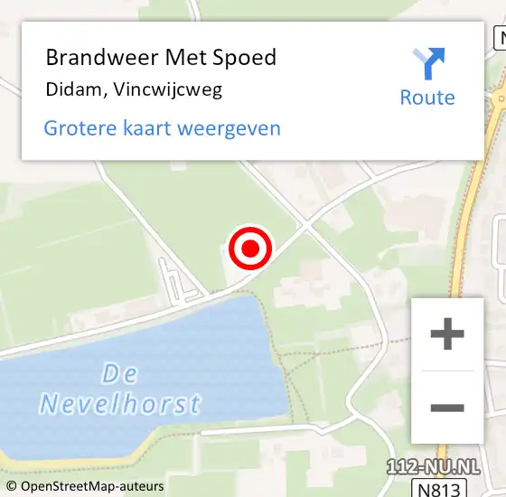 Locatie op kaart van de 112 melding: Brandweer Met Spoed Naar Didam, Vincwijcweg op 7 januari 2024 10:50