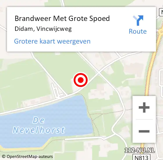 Locatie op kaart van de 112 melding: Brandweer Met Grote Spoed Naar Didam, Vincwijcweg op 7 januari 2024 10:51