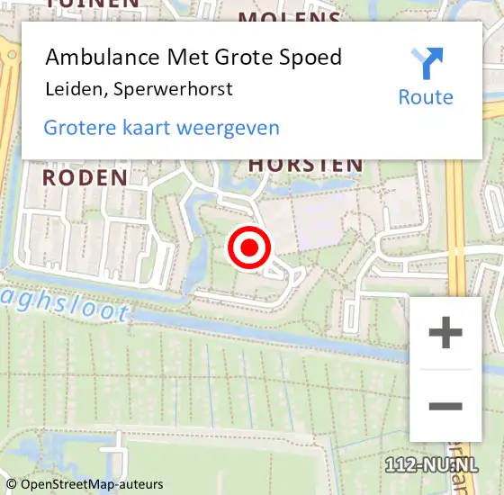 Locatie op kaart van de 112 melding: Ambulance Met Grote Spoed Naar Leiden, Sperwerhorst op 7 januari 2024 11:16