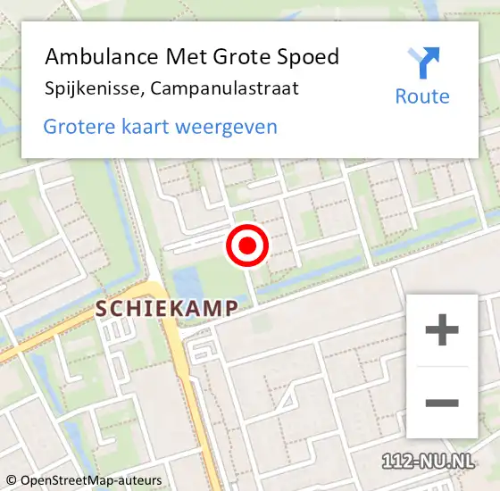 Locatie op kaart van de 112 melding: Ambulance Met Grote Spoed Naar Spijkenisse, Campanulastraat op 7 januari 2024 11:48