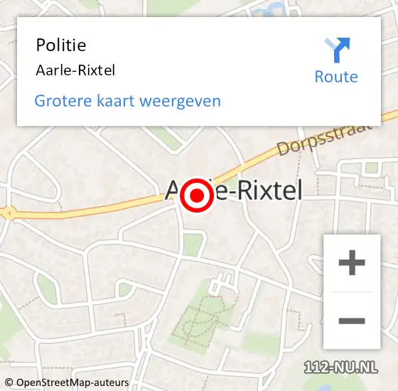 Locatie op kaart van de 112 melding: Politie Aarle-Rixtel op 7 januari 2024 12:01