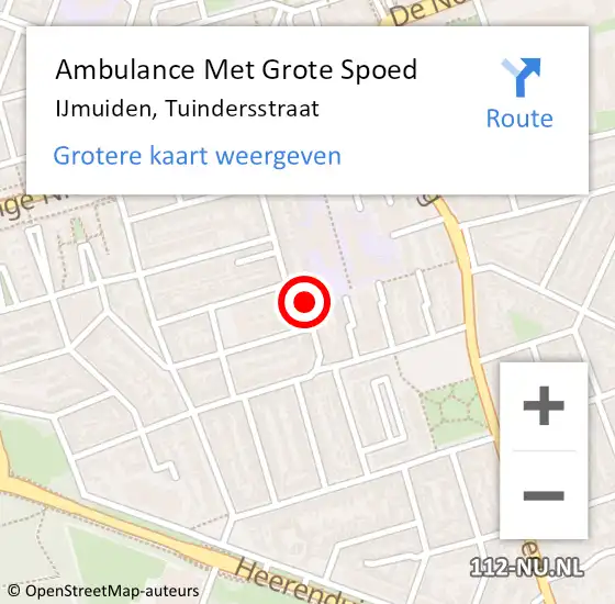 Locatie op kaart van de 112 melding: Ambulance Met Grote Spoed Naar IJmuiden, Tuindersstraat op 7 januari 2024 12:15