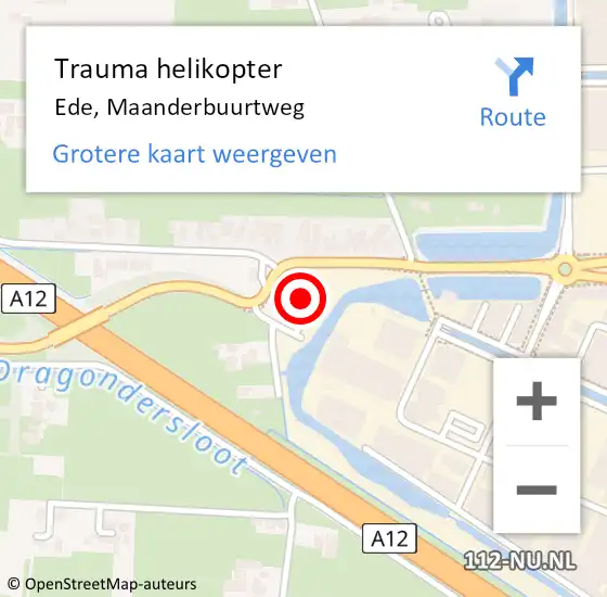 Locatie op kaart van de 112 melding: Trauma helikopter Ede, Maanderbuurtweg op 7 januari 2024 12:35