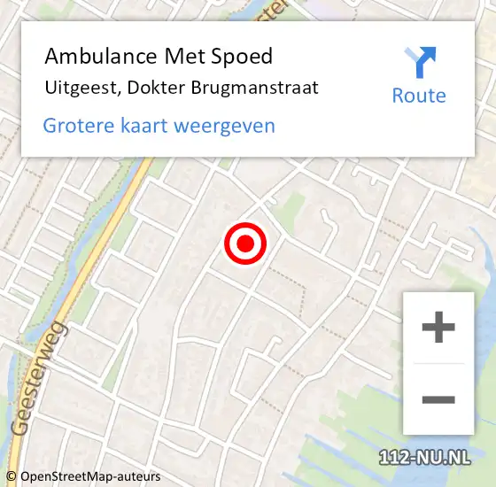 Locatie op kaart van de 112 melding: Ambulance Met Spoed Naar Uitgeest, Dokter Brugmanstraat op 7 januari 2024 12:37