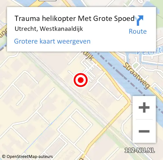 Locatie op kaart van de 112 melding: Trauma helikopter Met Grote Spoed Naar Utrecht, Westkanaaldijk op 7 januari 2024 13:02