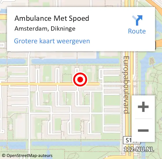 Locatie op kaart van de 112 melding: Ambulance Met Spoed Naar Amsterdam, Dikninge op 7 januari 2024 13:18