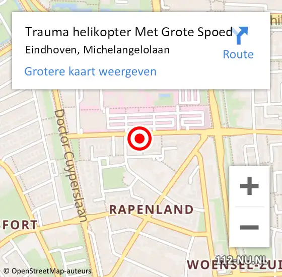 Locatie op kaart van de 112 melding: Trauma helikopter Met Grote Spoed Naar Eindhoven, Michelangelolaan op 7 januari 2024 13:26