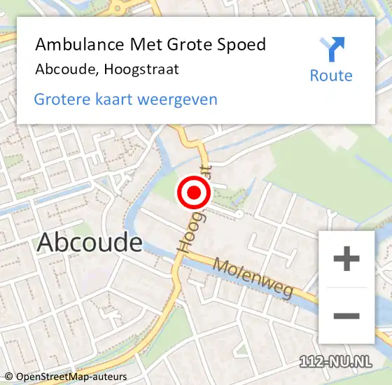 Locatie op kaart van de 112 melding: Ambulance Met Grote Spoed Naar Abcoude, Hoogstraat op 7 januari 2024 13:28