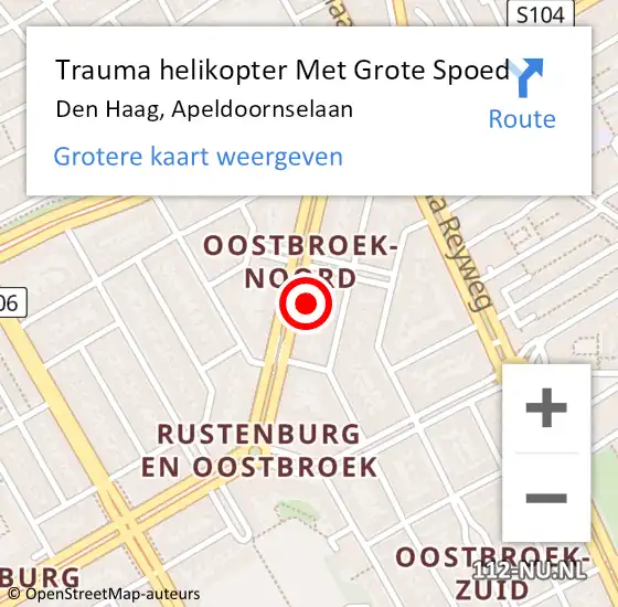 Locatie op kaart van de 112 melding: Trauma helikopter Met Grote Spoed Naar Den Haag, Apeldoornselaan op 7 januari 2024 13:33