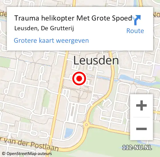 Locatie op kaart van de 112 melding: Trauma helikopter Met Grote Spoed Naar Leusden, De Grutterij op 7 januari 2024 13:42