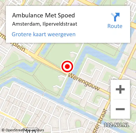 Locatie op kaart van de 112 melding: Ambulance Met Spoed Naar Amsterdam, Ilperveldstraat op 7 januari 2024 13:48