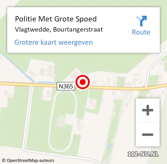 Locatie op kaart van de 112 melding: Politie Met Grote Spoed Naar Vlagtwedde, Bourtangerstraat op 7 januari 2024 13:48