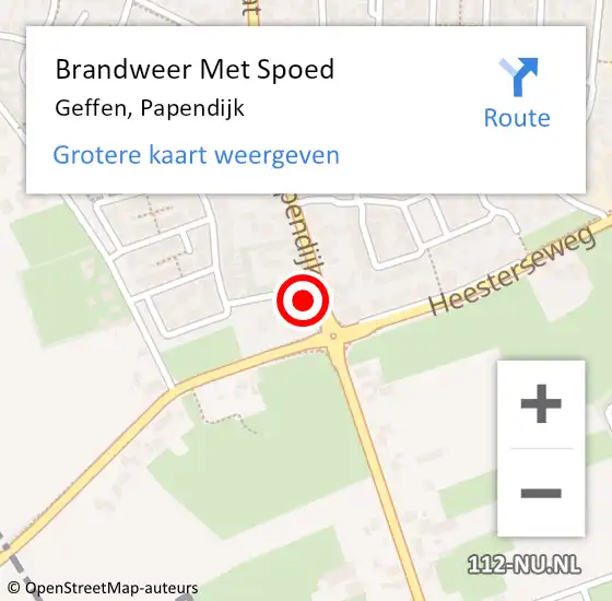 Locatie op kaart van de 112 melding: Brandweer Met Spoed Naar Geffen, Papendijk op 7 januari 2024 13:50