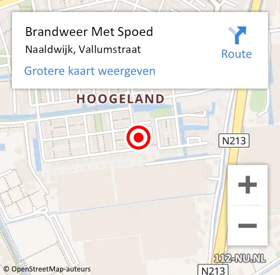 Locatie op kaart van de 112 melding: Brandweer Met Spoed Naar Naaldwijk, Vallumstraat op 7 januari 2024 13:51