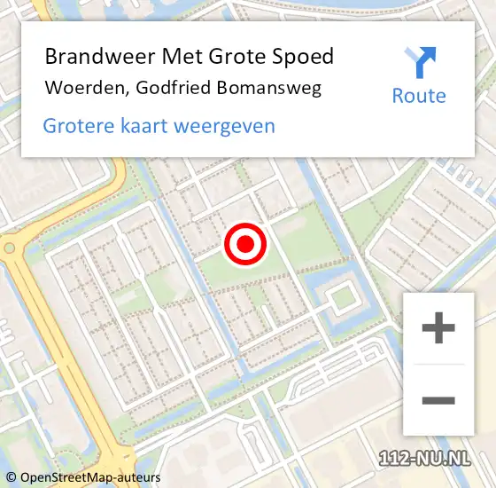 Locatie op kaart van de 112 melding: Brandweer Met Grote Spoed Naar Woerden, Godfried Bomansweg op 7 januari 2024 14:00