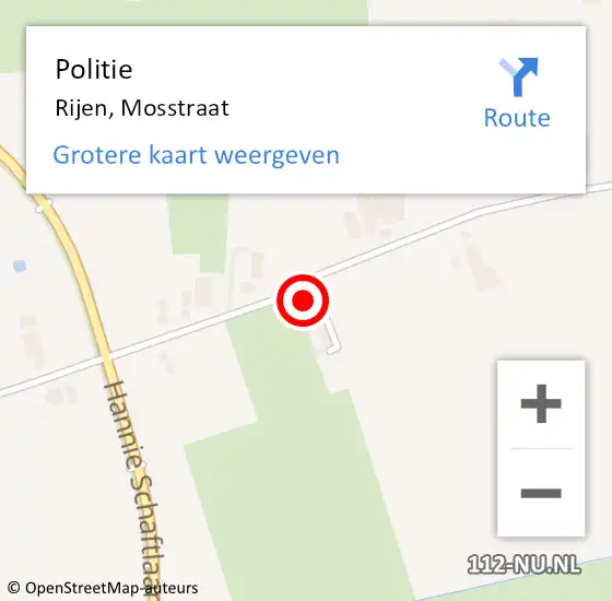 Locatie op kaart van de 112 melding: Politie Rijen, Mosstraat op 7 januari 2024 14:04