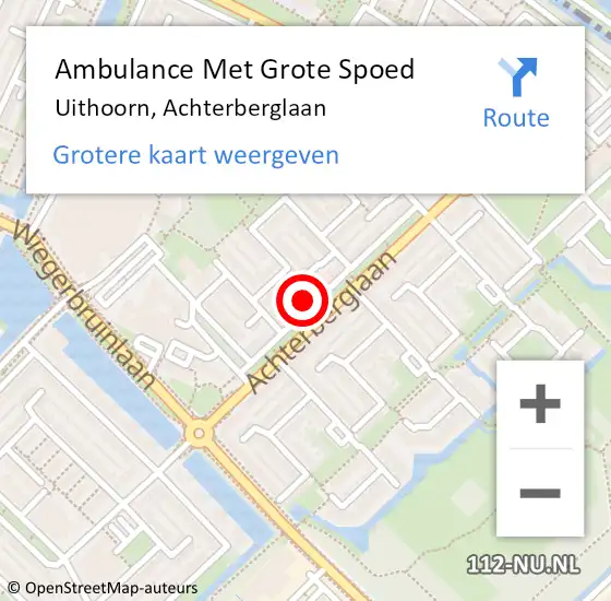 Locatie op kaart van de 112 melding: Ambulance Met Grote Spoed Naar Uithoorn, Achterberglaan op 7 januari 2024 14:06
