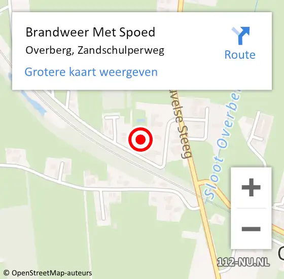 Locatie op kaart van de 112 melding: Brandweer Met Spoed Naar Overberg, Zandschulperweg op 7 januari 2024 14:17